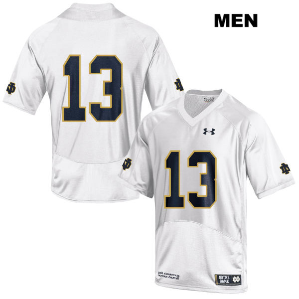 Men's NCAA Notre Dame Fighting Irish #13 Lawrence Keys III Stitched College Under Armour Authentic White No Name Football Jersey SU10N10NO